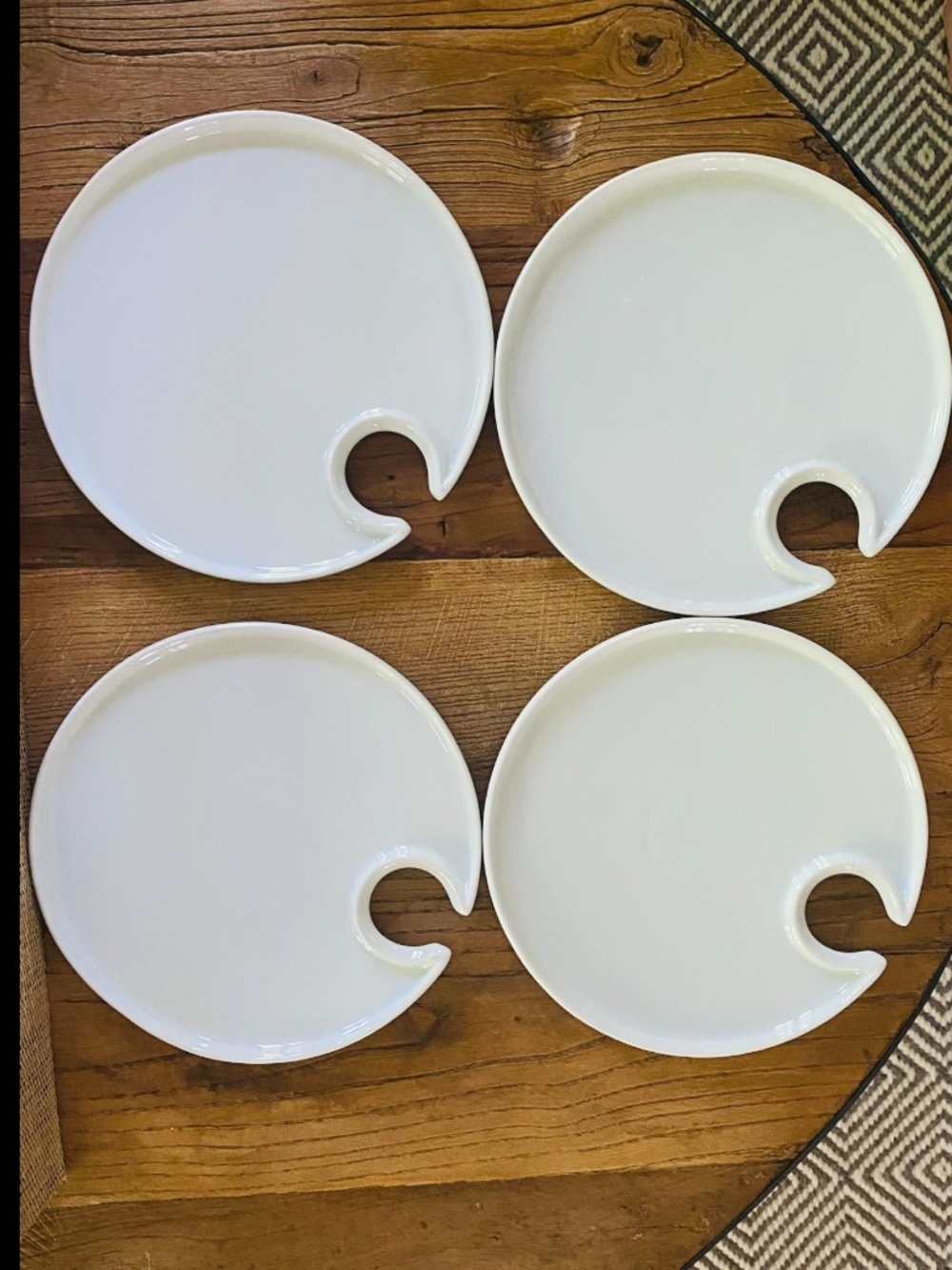 Pottery Barn 8" Cocktail Plates Glass-Holder Set x4